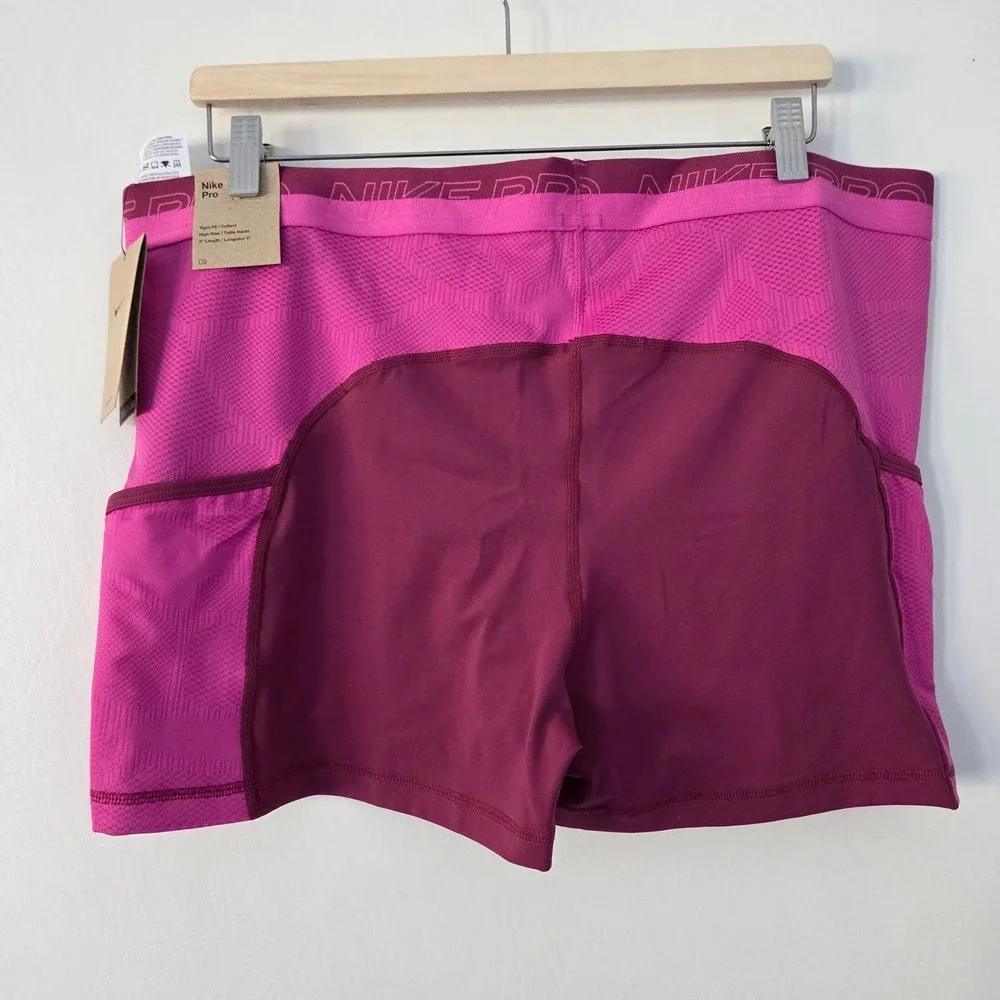 NEW Nike Pro Training‎ Shorts Womens XXL Dark Pink Purple Gym Athletic Fit